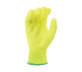 13G Hi-Vis Yellow Polyester Liner, Polyurethane Palm Coated