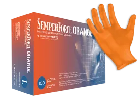 (70 Case/Full Pallet) SemperForce Orange Nitrile Gloves (5 mil) | Exam Grade | Case of 1000