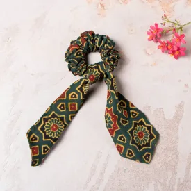 Ajrakh Print Cotton Elastic Hair Bands/Scarf Ponytail Holder/Scrunchie Ties