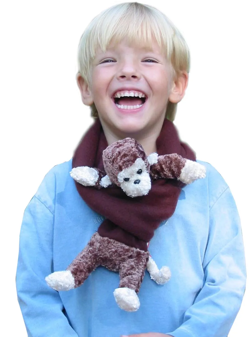 Cheeky Monkey on Brown Fleece Buddy Scarf