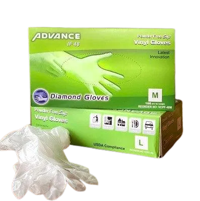 Disposable Gloves Diamond Advance - Clear Vinyl Gloves 4 Mil CDVCPF