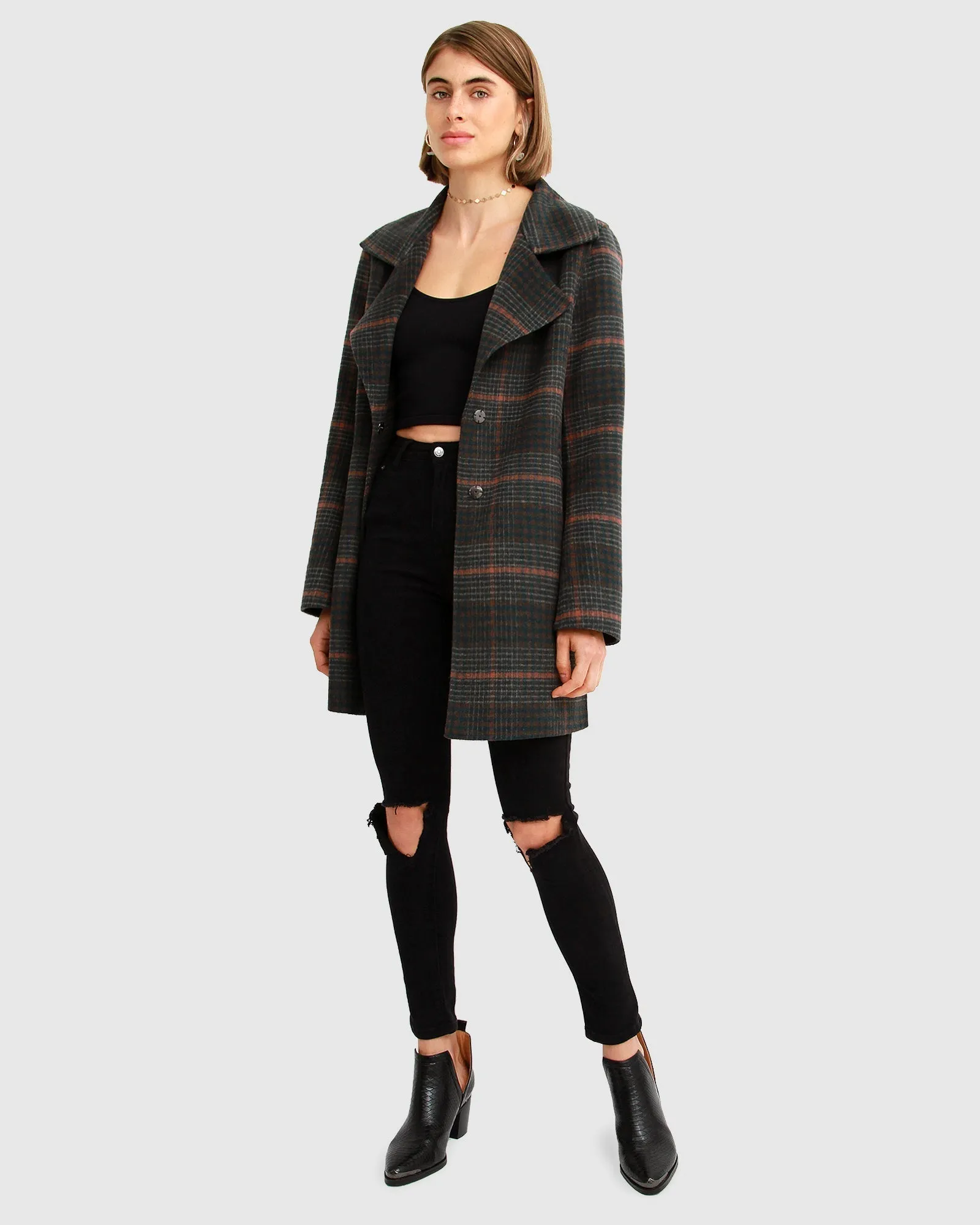 Ex-Boyfriend Wool Blend Oversized Jacket - Brown Plaid