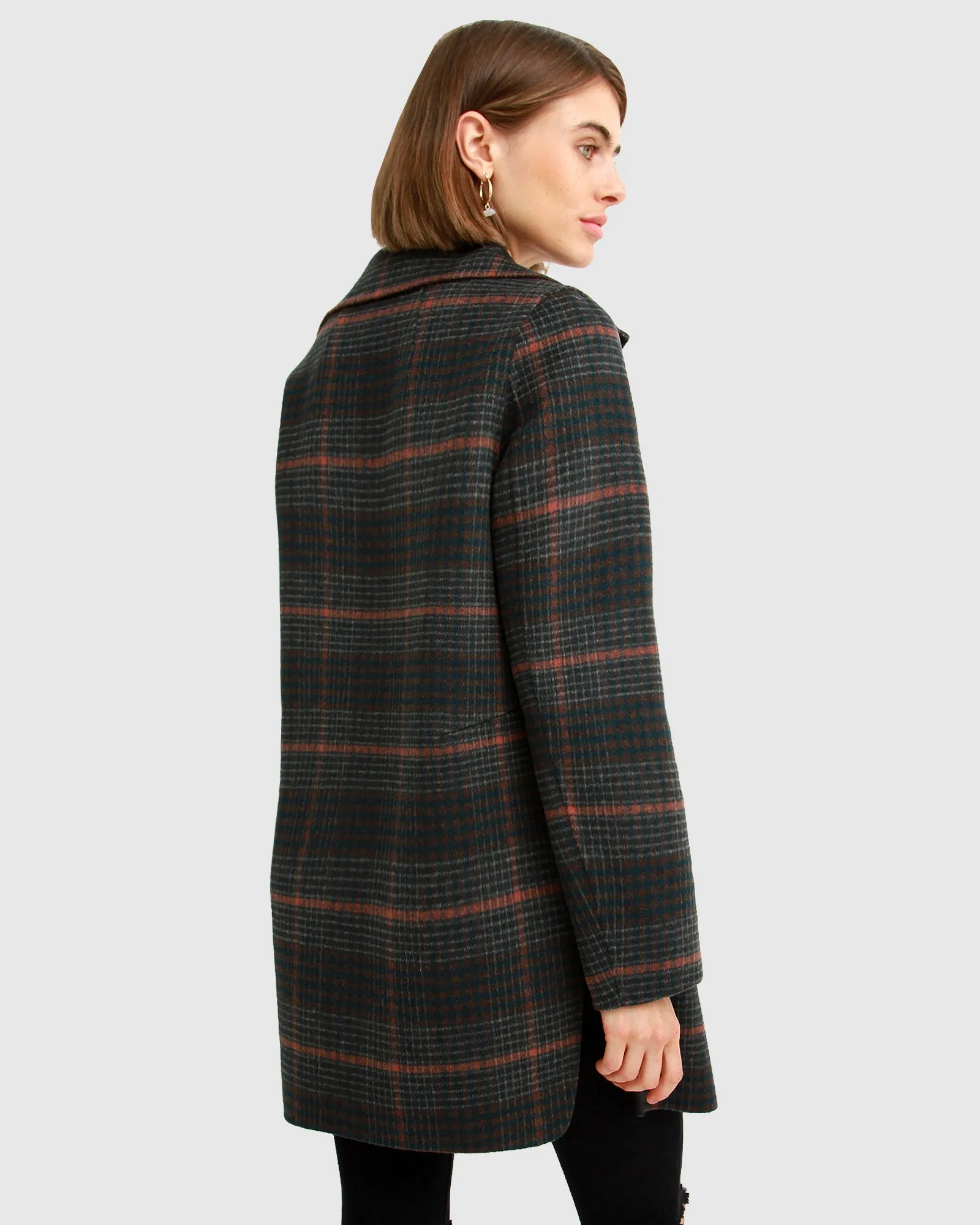 Ex-Boyfriend Wool Blend Oversized Jacket - Brown Plaid