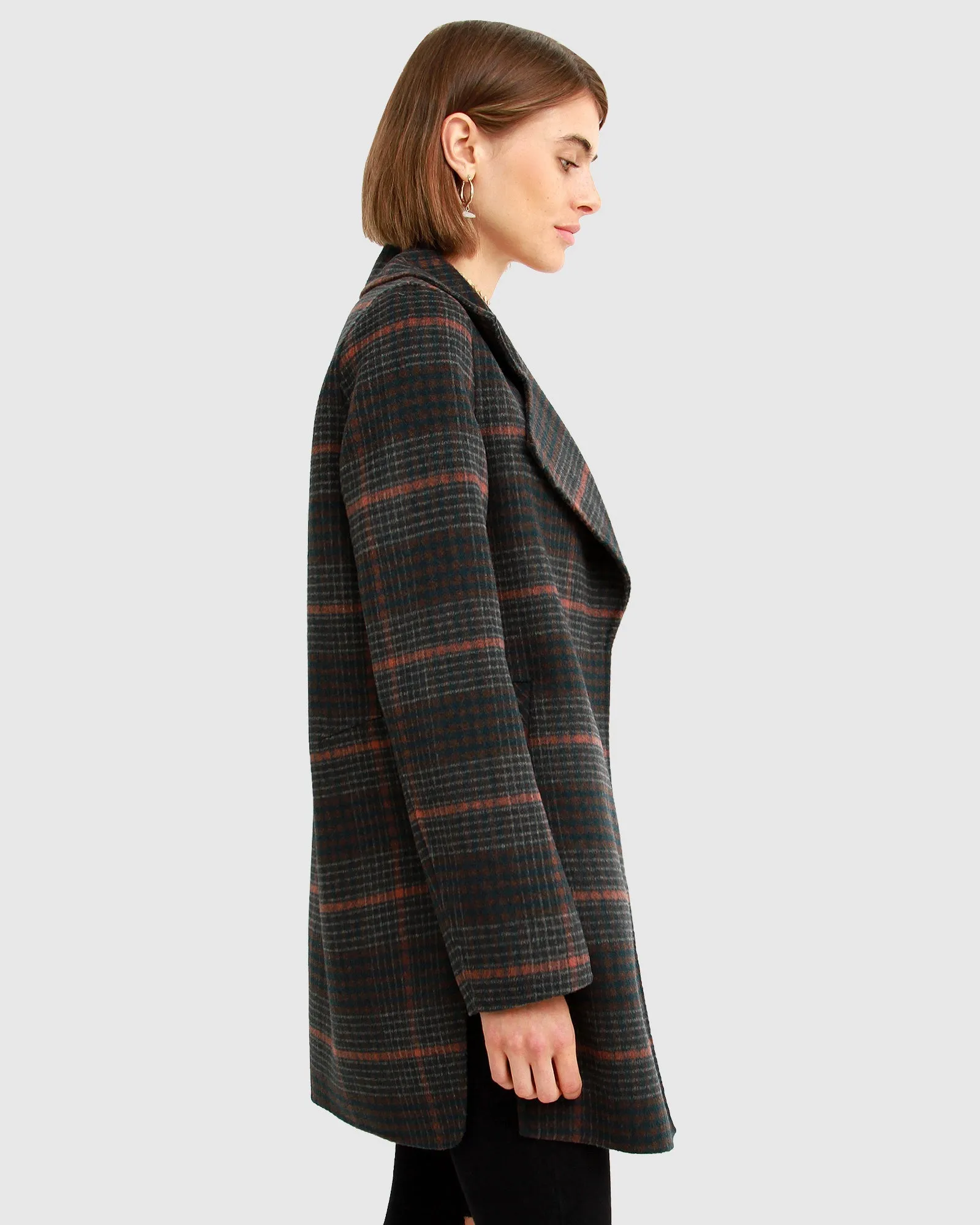 Ex-Boyfriend Wool Blend Oversized Jacket - Brown Plaid