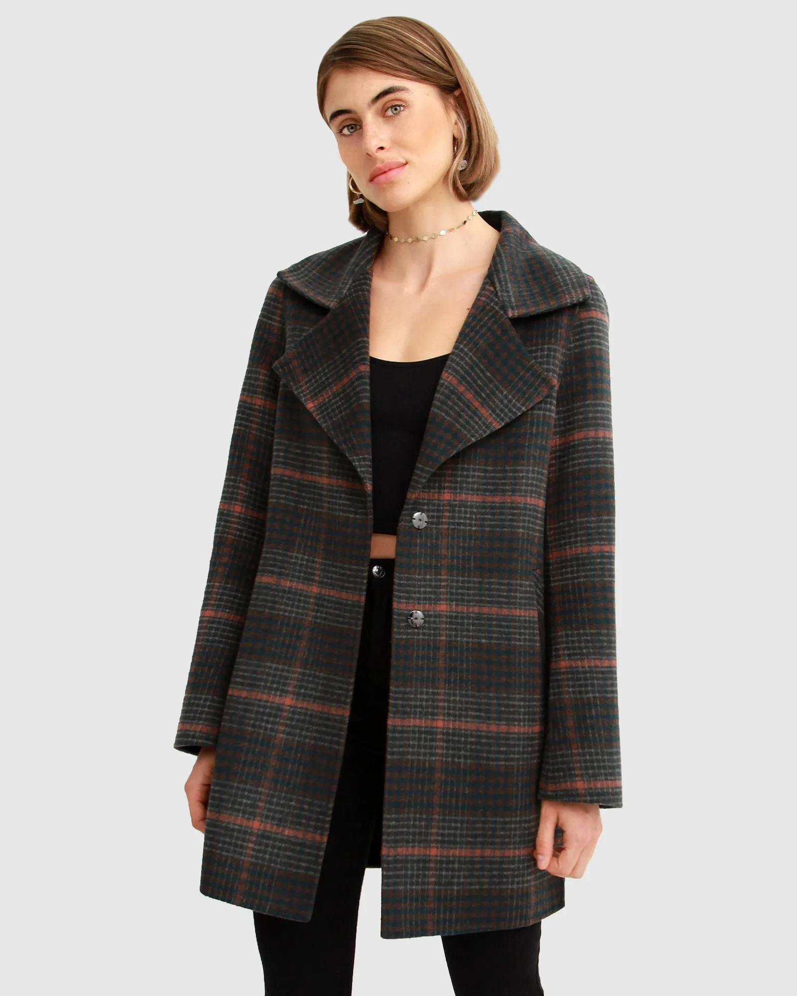 Ex-Boyfriend Wool Blend Oversized Jacket - Brown Plaid