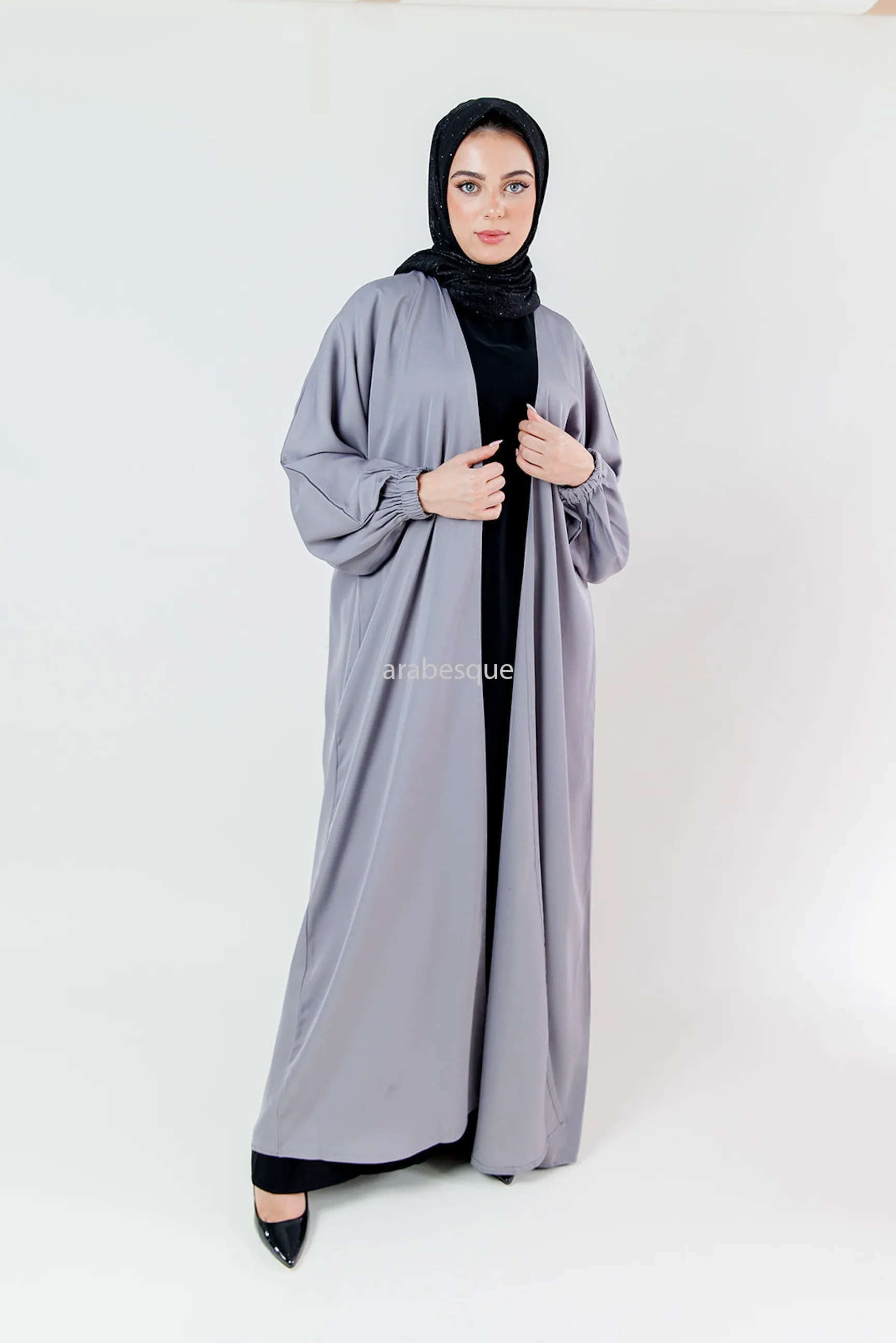 Grey Open Abaya