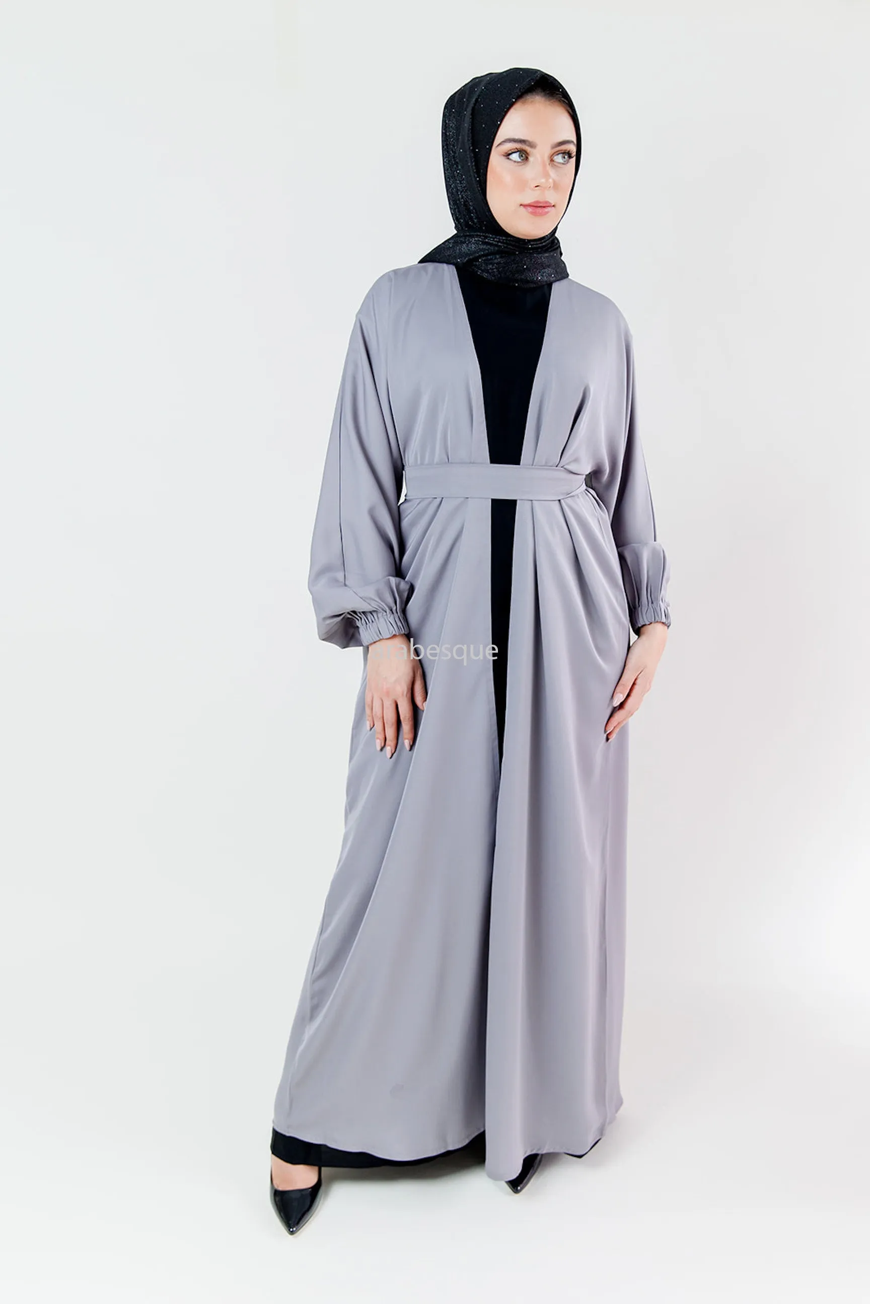 Grey Open Abaya