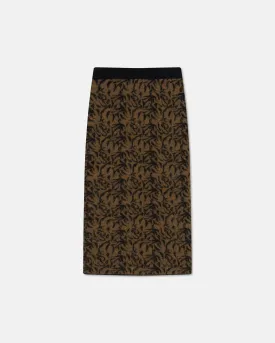 Jorna - Sale Jacquard Pattern Skirt - Black Brown Alpaca