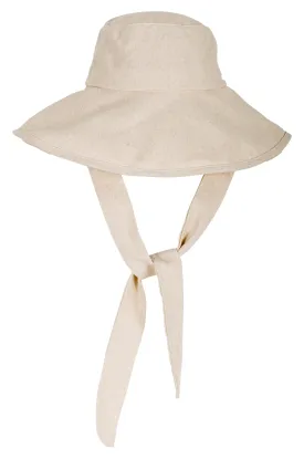 Linen Blend Sun Hat with tie detail | CREAM | 0492YY