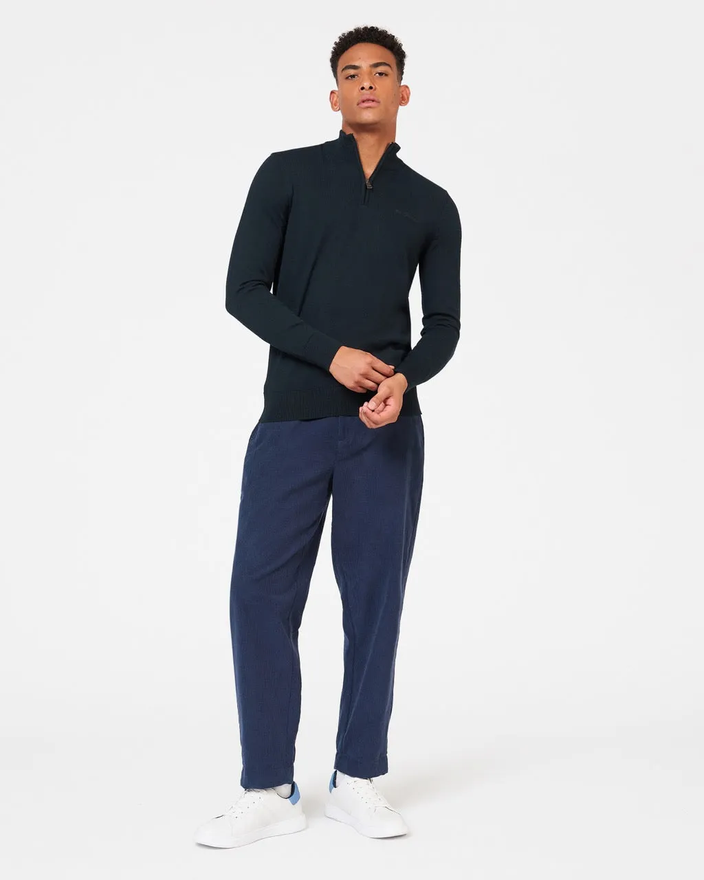 Merino Knit Half-Zip Sweater - Black