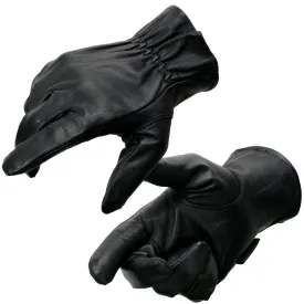 Milwaukee Leather MG7596 Men's Black ‘Cool-Tec’ Leather Motorcycle Rider Unlined Gloves W/ Sinch Wrist Closure