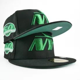 New Era Custom Exclusive Fitted New York Jets Alternate Logo Black Metallic Green Thread 50th Anniversary Patch