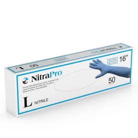 NitraPro 16" Nitrile Exam Gloves (8 mil)| Exam Grade | Case of 500