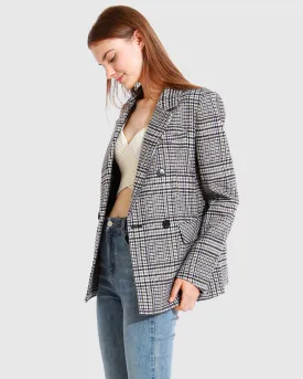 Piccadilly Wool Blend Plaid Blazer - Grey