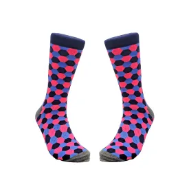 Pink, Blue and Black Hexagon Pattern Socks (Adult Large - Men's Shoe Sizes 8-12)