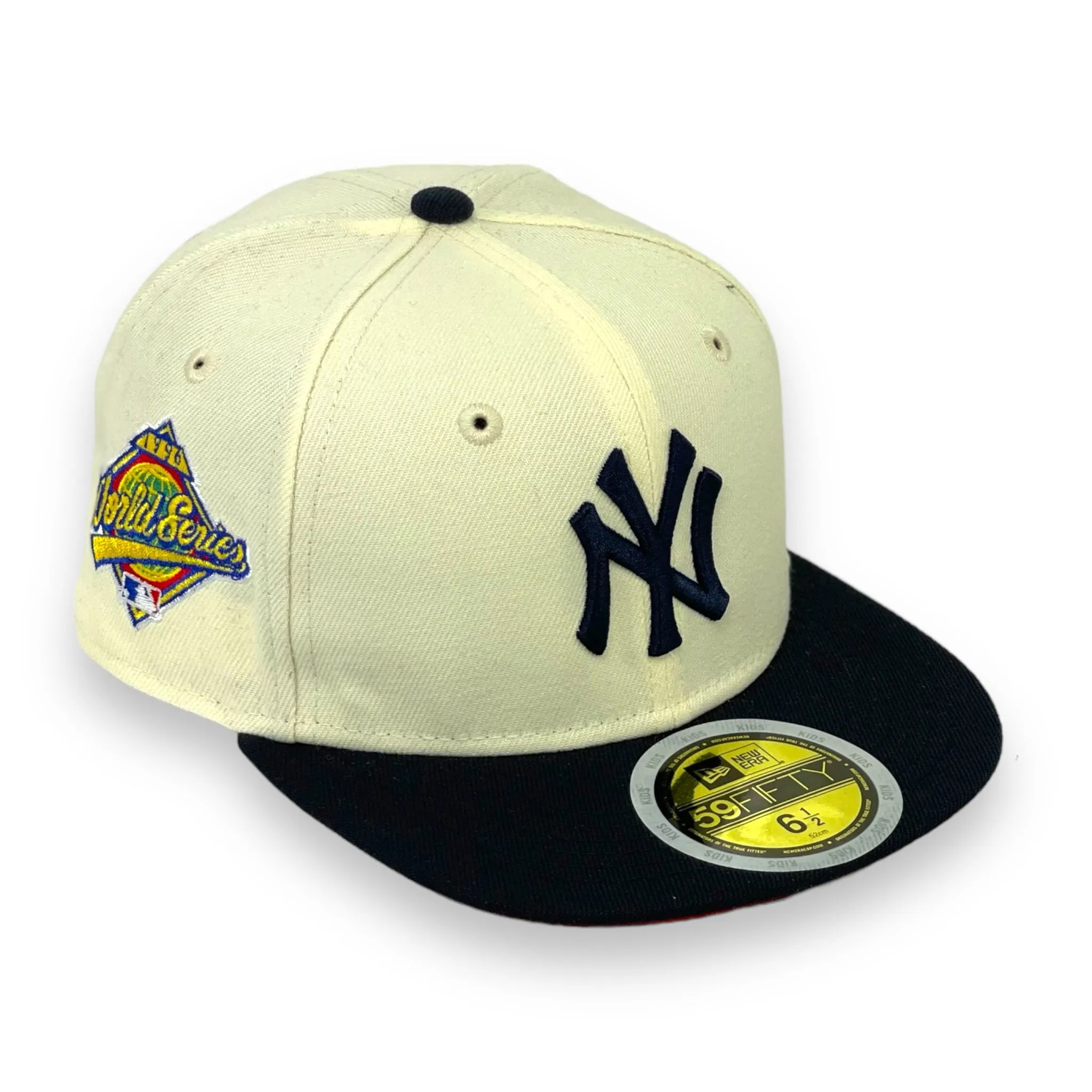 "KIDS" NEWYORK YANKEES (0FF-WHITE) (1996 WORLDSERIES) NEW ERA 59FIFTY FITTED (RED UNDER VISOR)